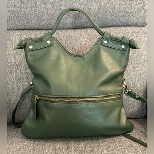 NWOT MC green leather convertible crossbody tote bag